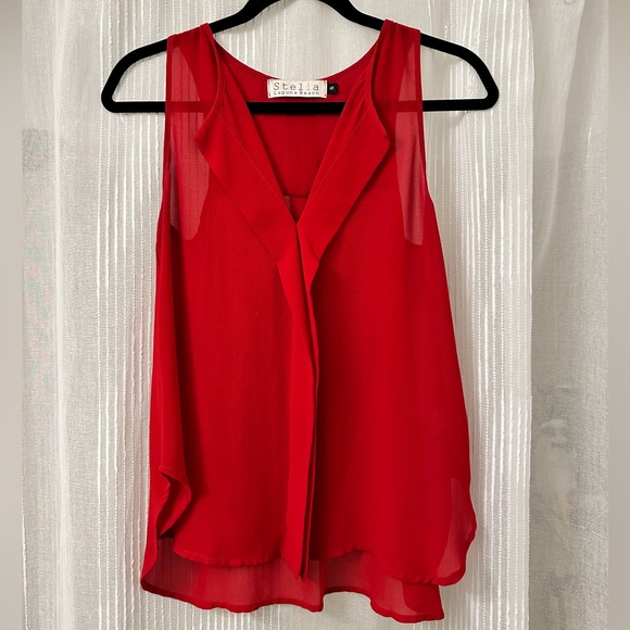STELLA Red Chiffon Tank - Picture 1 of 3